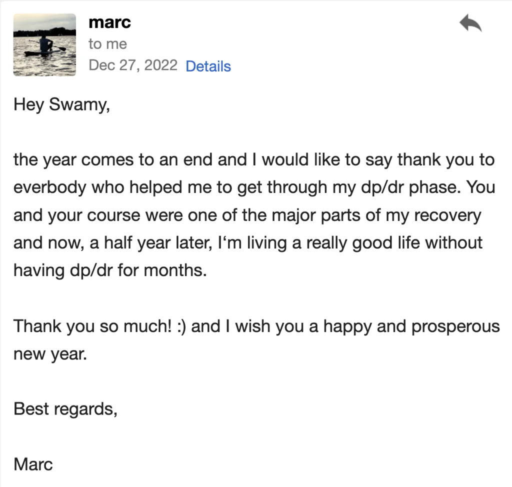 Marc's email testimonial